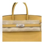 HERMES Birkin 25 Silver clasp handbag for Women, 1G Mais corn yellow
